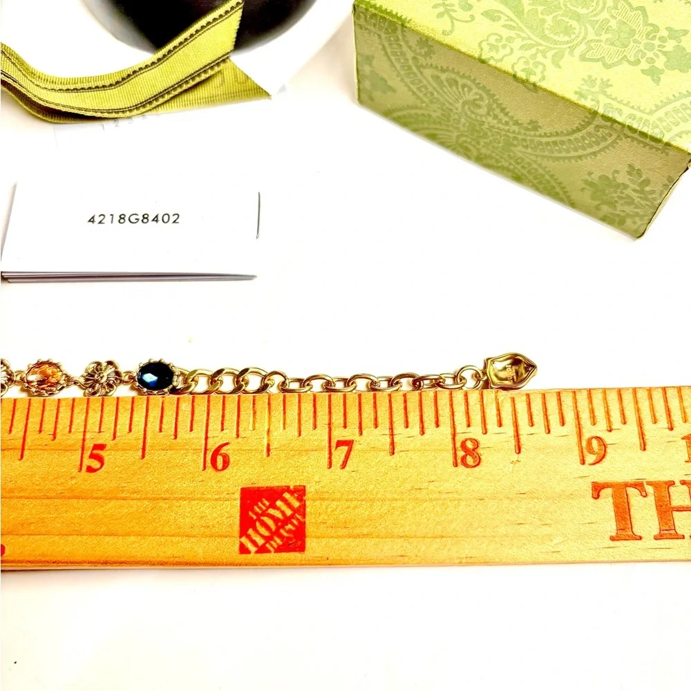 Vintage Multicolored Crystal Gucci Bracelet with Tiger Head Charm
